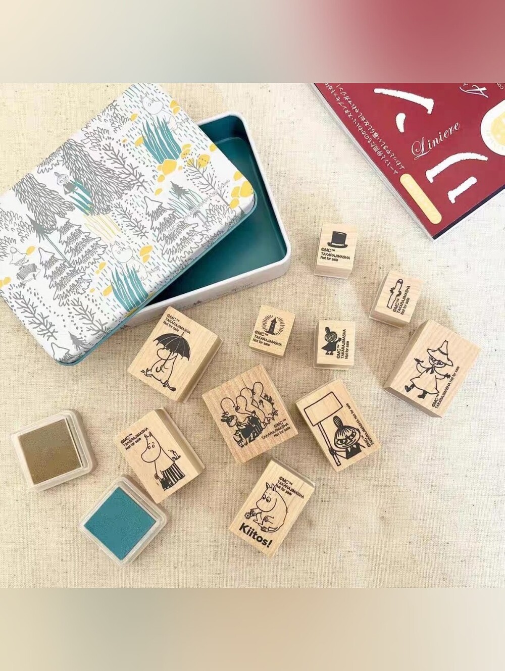 Moomin Wooden Stamp Set 10pc Set - Moomin Characters, New Without Tag